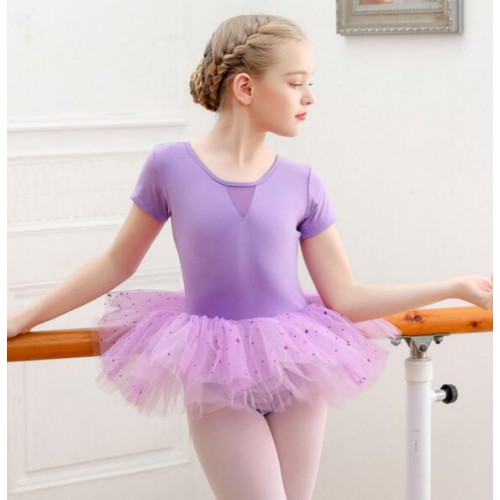 Girls pink purple tutu skirts children ballet dance clothes practice clothes cotton girls long-sleeved  gynnastics ballet tutu practice clothes